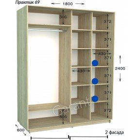 Шафа-купе Практик 69 1800*450(600)*2200(2400)