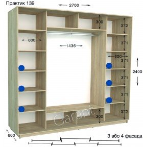 Шафа-купе Практик 139/4 2700*450(600)*2200(2400)