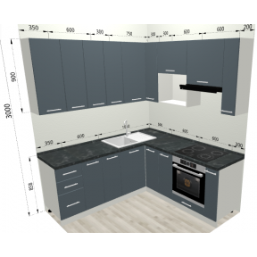 Кухня фасад ЛДСП кутова 2,0 м*2,0 м 