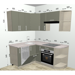 Кухня фасад ЛДСП кутова 1,5 м*1,8 м 