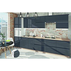 Кухня Альфа комплект 3,3м графіт глянець Комфорт Меблі