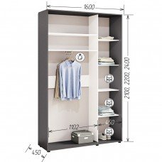 Шафа-купе Комфорт Мебелі Стандарт 1600*2100(2400)*450(600) 2Д