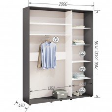 Шафа-купе Комфорт Мебелі Стандарт 2000*2100(2400)*450(600) 2Д