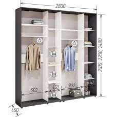 Шафа-купе Комфорт Мебелі Стандарт 2800*2100(2400)*450(600) 4Д