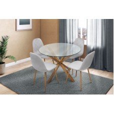 Комплект меблів стіл круглий скло та стільці сірі