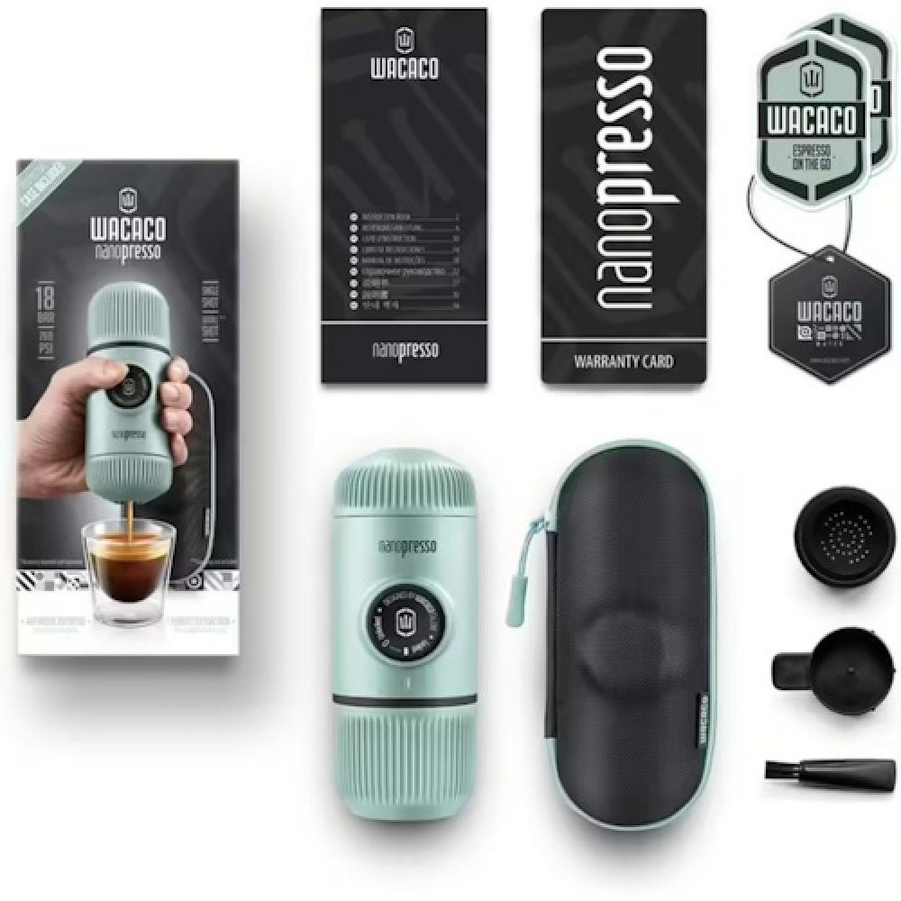 Еспресо-кавоварка портативна Wacaco Nanopresso блакитна з чохлом