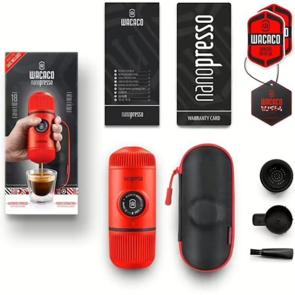 Еспресо-кавоварка портативна Wacaco Nanopresso червона з чохлом