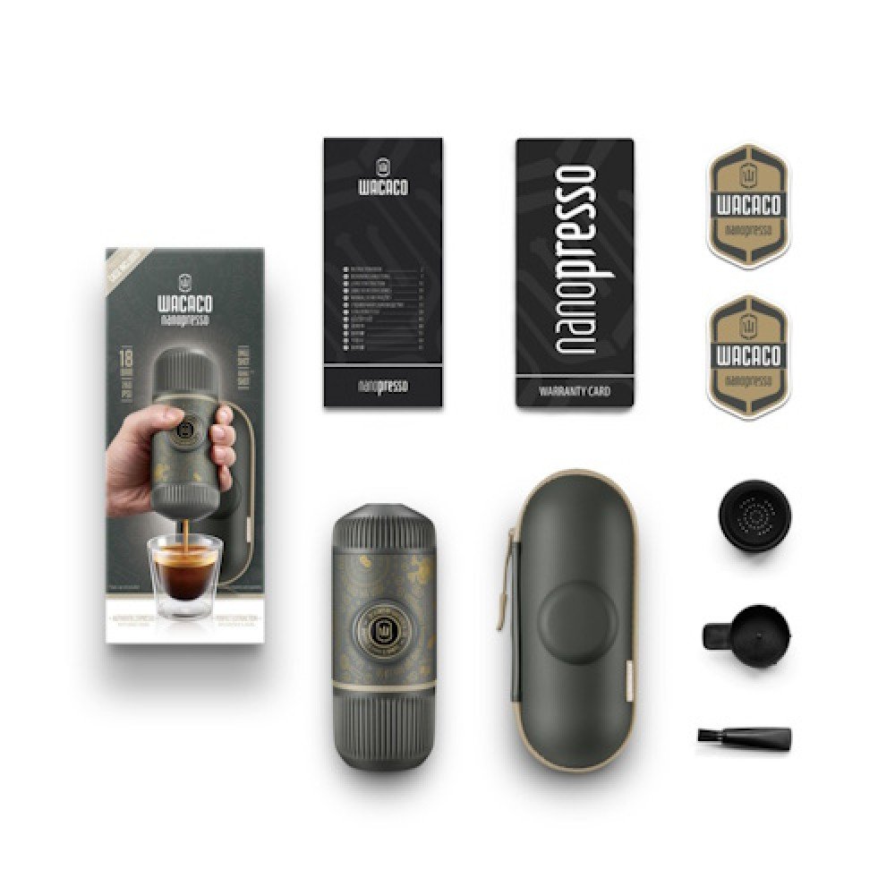Еспресо-кавоварка портативна Wacaco Nanopresso темно-сіра з чохлом