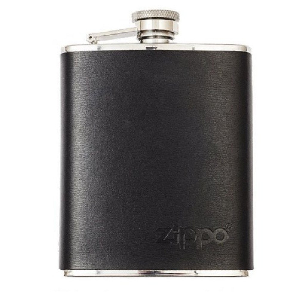 Фляга ZIPPO сталева 180 мл чорна шкіра