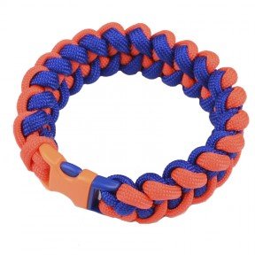 Браслет із паракорду Акулій Зуб (довжина виробу: 18-19см, довжина паракорду: 250-275 см), синій/оранж.