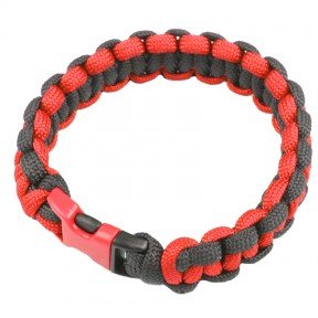 Браслет із паракорду Cobra (довжина виробу: 18-19см, довжина паракорду: 250-275см), чорний/червоний