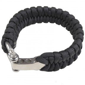 Браслет із паракорду Belly Fishtail з металевою застібкою (довжина: 22см, паракорд: 460см), чорний