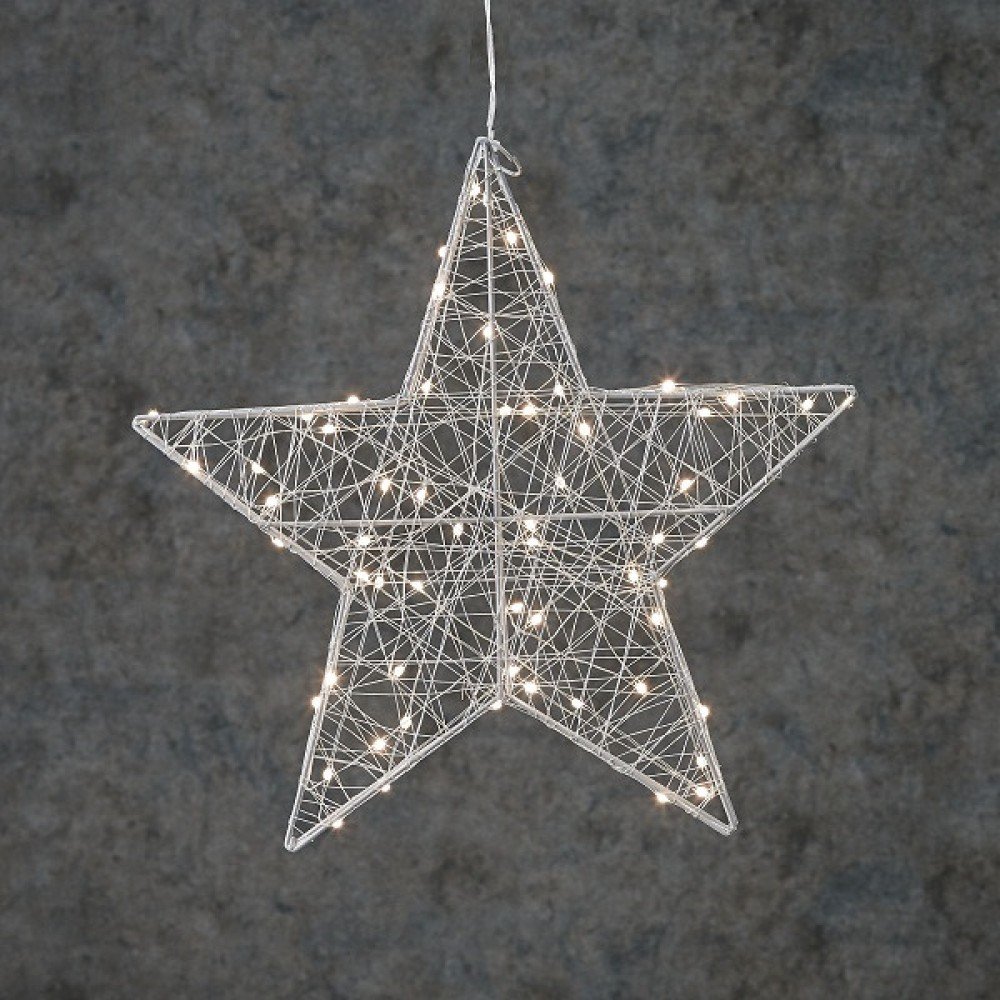 Зірка декоративна срібна, діам. 38 см, 60 led, 