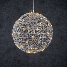 Куля декоративна срібна, 33 см, 80 led 