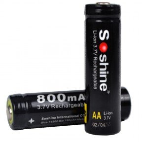 Акумулятор літієвий Li-Ion 14500 Soshine 3.7V (800mAh), захищений, 4шт., блістер