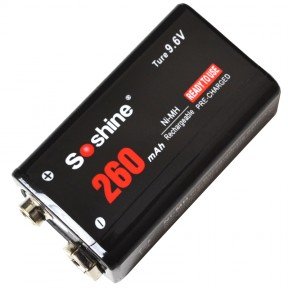 Акумулятор нікель-металогідридний Ni-MH Крона-9V (6F22) Soshine 9.6V (260mAh)