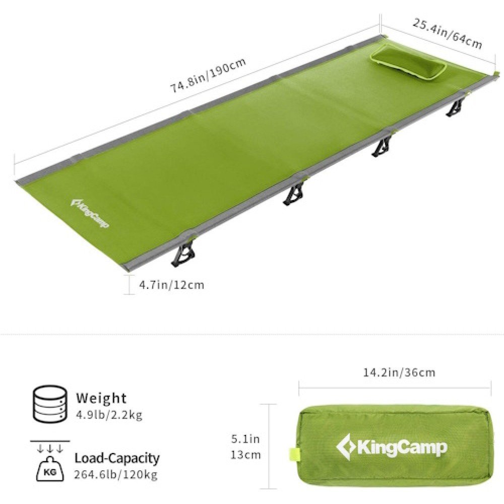Розкладачка KingCamp ULTRALIGHT CAMPING COT KC3986 green