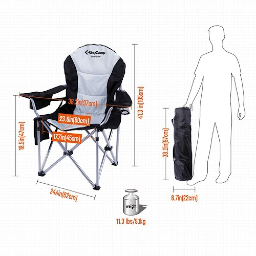 Крісло складне KingCamp Deluxe Hard Arms Chair KC3888 BLACK/MID GREY
