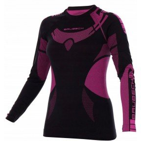Футболка з довгим рукавом Brubeck DRY (LS13070) black/amaranth L