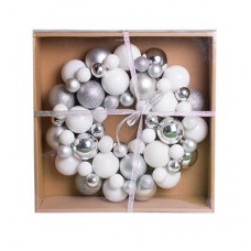 Венок декоративный, 34 см, с шариков, пластик, микс цветов: белый и серебро