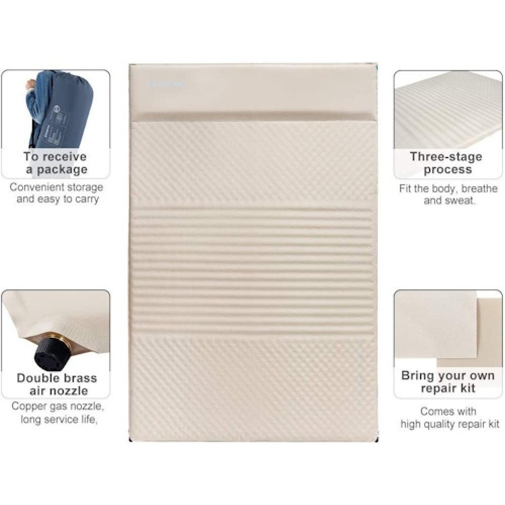 Килимок самонадувний KingCamp COMFORT DOUBLE KM3084 BEIGE
