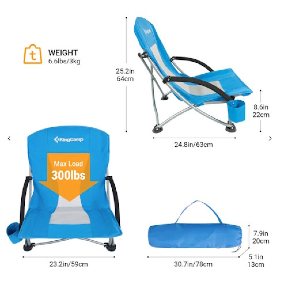 Розкладне крісло KingCamp BEACH CHAIR KC3841 blue