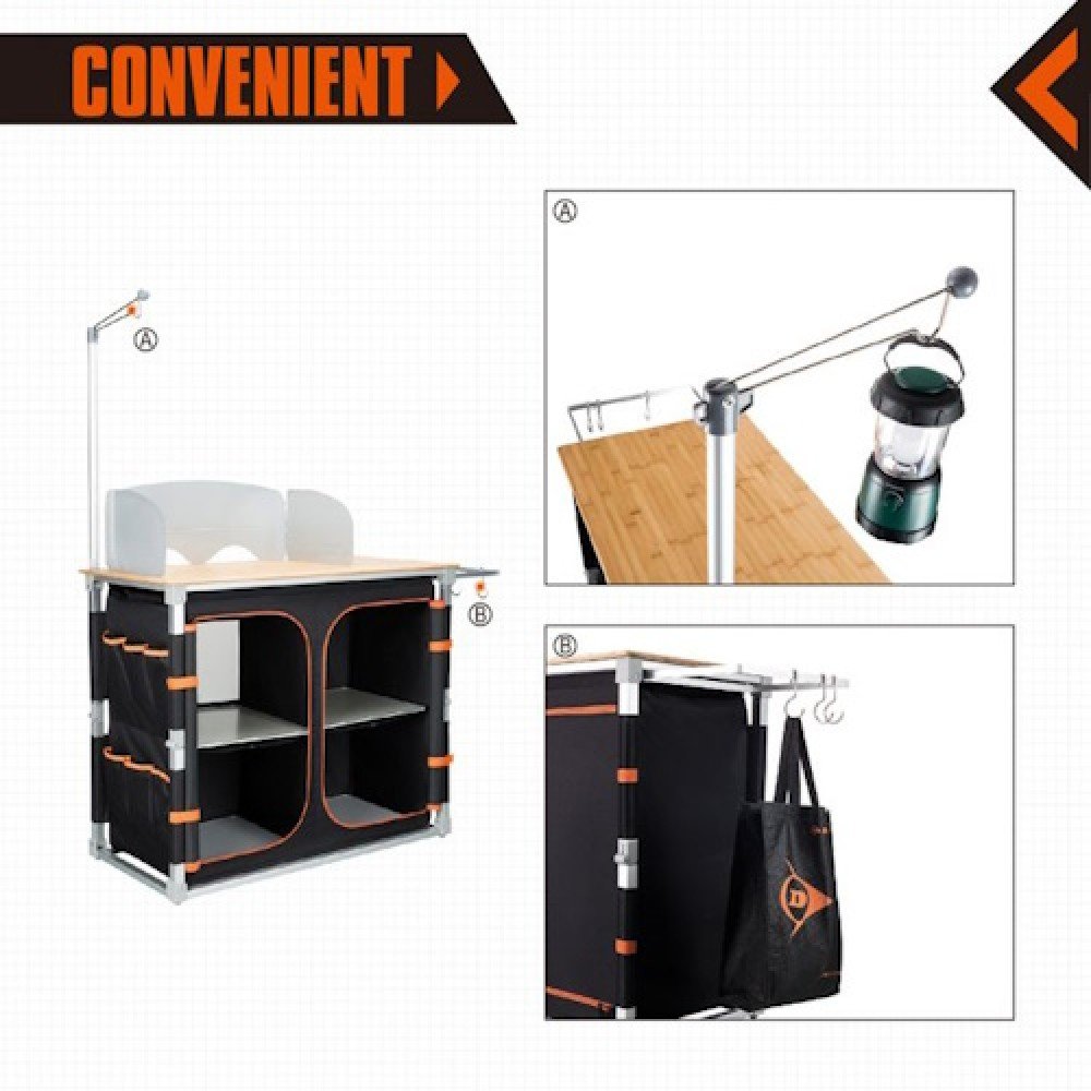Складаний стіл KingCamp Folding Bamboo Grilling Table L KC3914 Black
