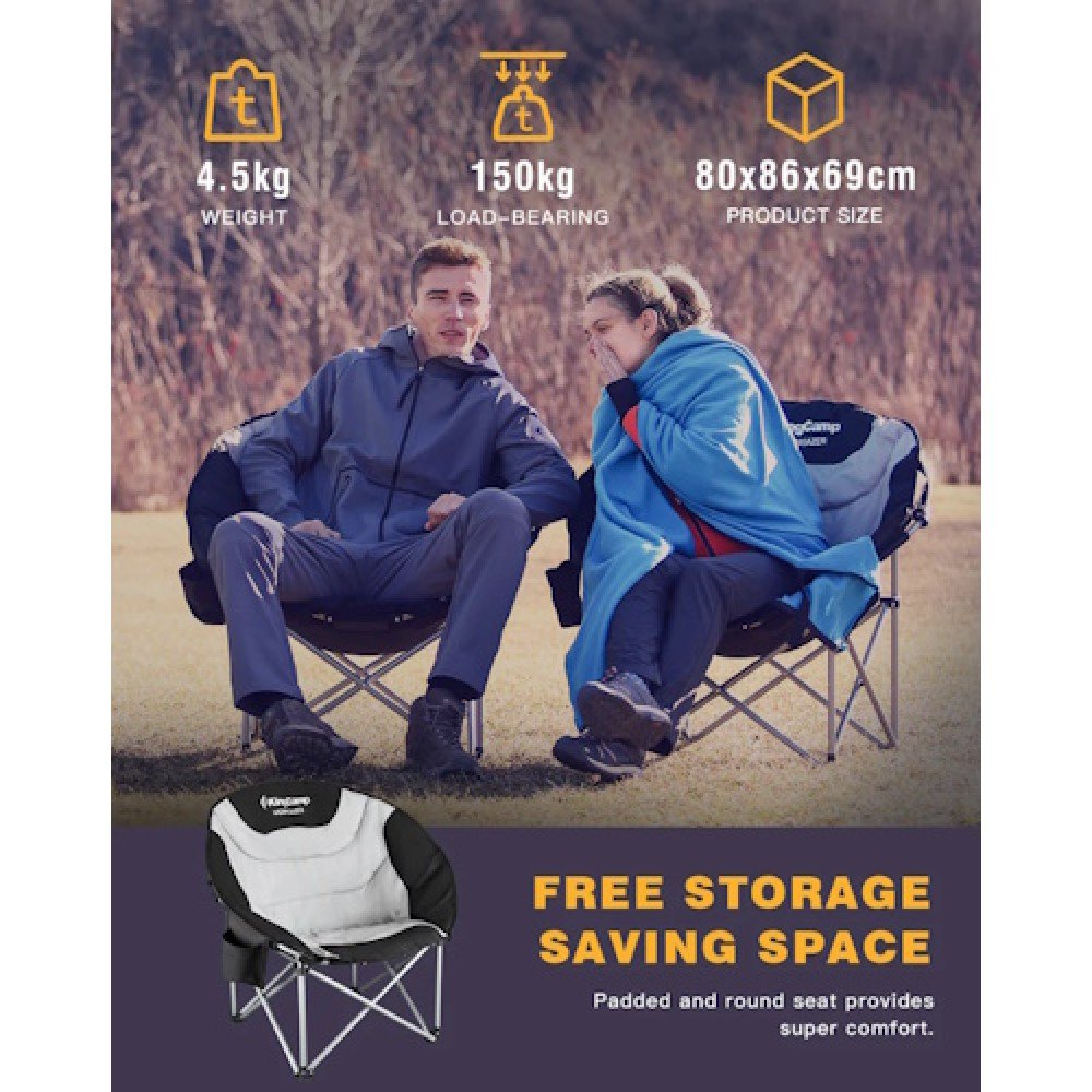 Розкладне крісло KingCamp Moon Camping Chair with Cooler KC3989 Black-grey