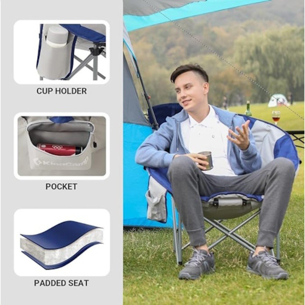 Розкладне крісло KingCamp Moon Camping Chair with Cooler KC3989 Blue Grey
