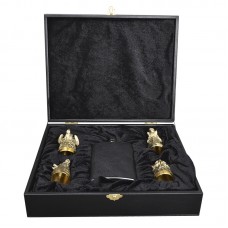 Набір ручної роботи Майстер-крамі Полювання (4 чарки х 30мл + фляга (0.27л)), бронза, в подарунковому кейсі