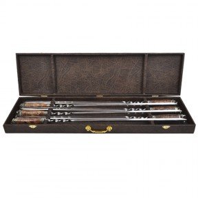 Набір шампурів ручної роботи Майстер-крамі Полювання, рукоять під пальці, кап клена (3х10мм, 60см), 6шт., в кейсі