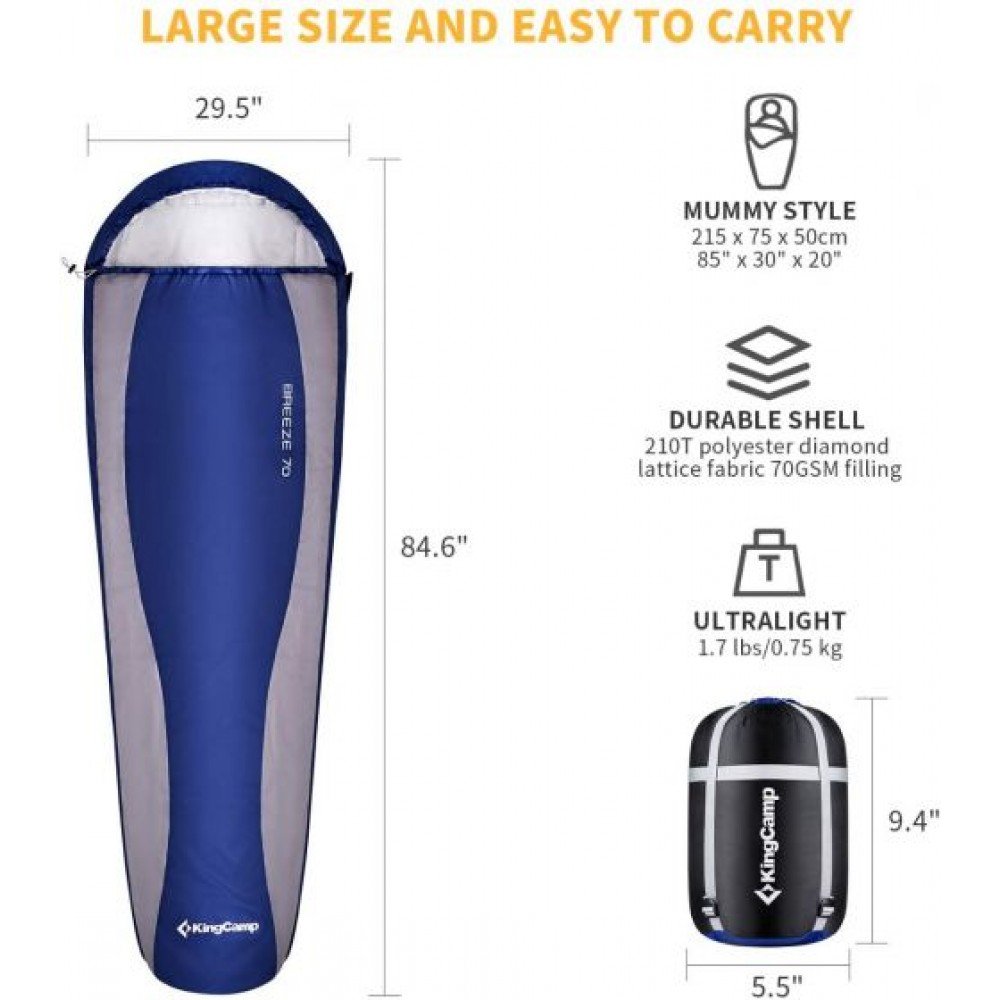 Спальний мішок KingCamp BREEZE 70(KS2020) L BLUE