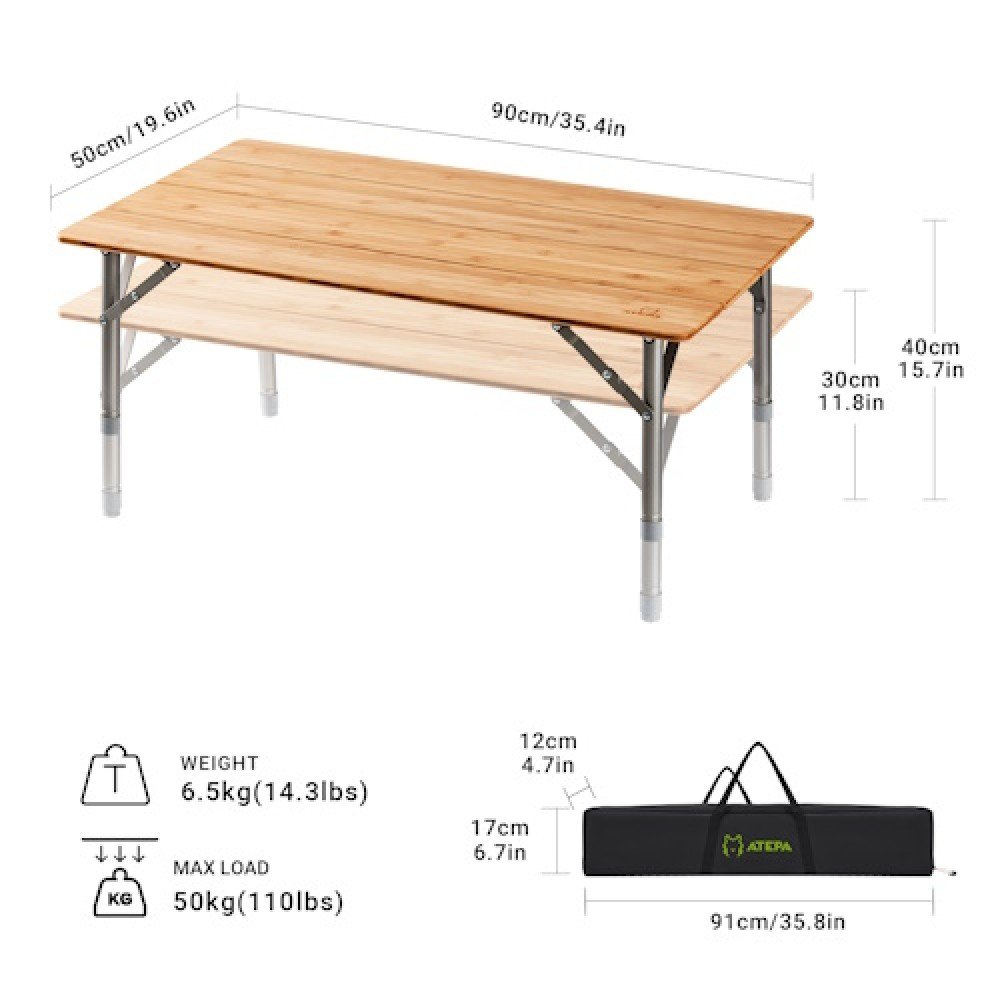 Стіл розкладний Atepa BAMBOO TABLE M Plus AC2004 YELLOW