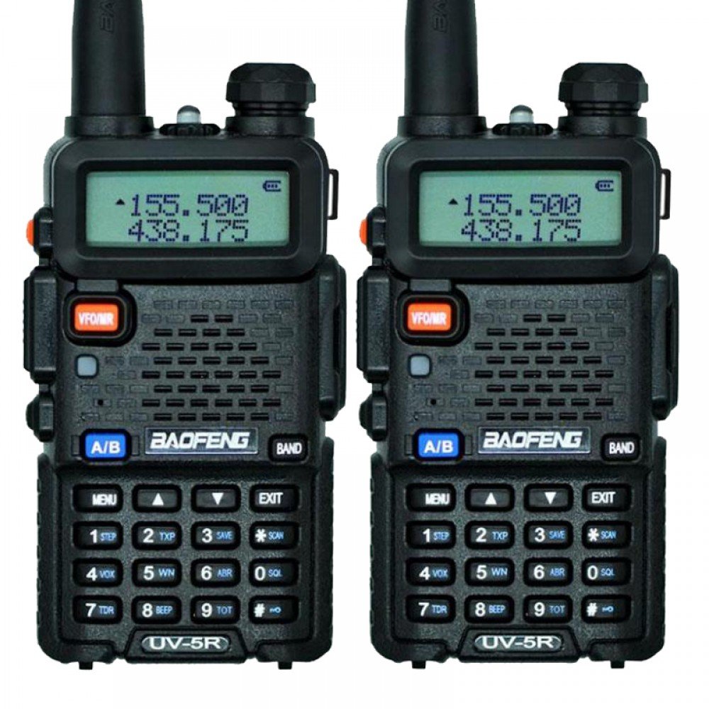 Рація Baofeng UV-5R Forest (5W, VHF/UHF, 136-174, 400-470MHz, до 5км, 128 каналів, АКБ), 2шт, чорна