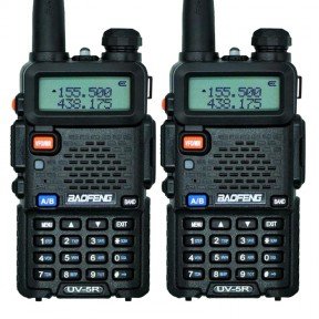 Рація Baofeng UV-5R Forest (5W, VHF/UHF, 136-174, 400-470MHz, до 5км, 128 каналів, АКБ), 2шт, чорна