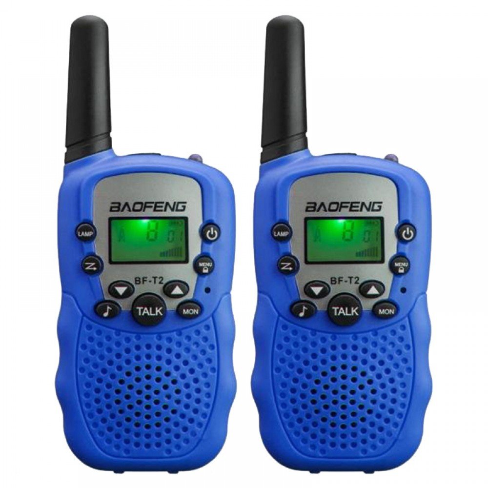 Рація Baofeng MiNi BF-T2 PMR446 (0.5W, PMR446, 446 MHz, до 5 км, 8 каналів, 4xAAA), 2шт, синя