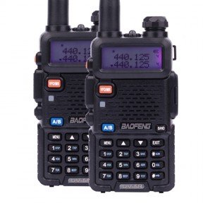 Рація Baofeng UV-5RHC Forest (5W, VHF, UHF, 136-174,400-480MHz, до 5 км, 128 канал., АКБ), 2шт, чорна