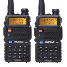 Рація Baofeng UV-5RHC Urban (5W, VHF, UHF, 136-174,400-480MHz, до 5 км, 128 каналів, АКБ), 2шт, чорна