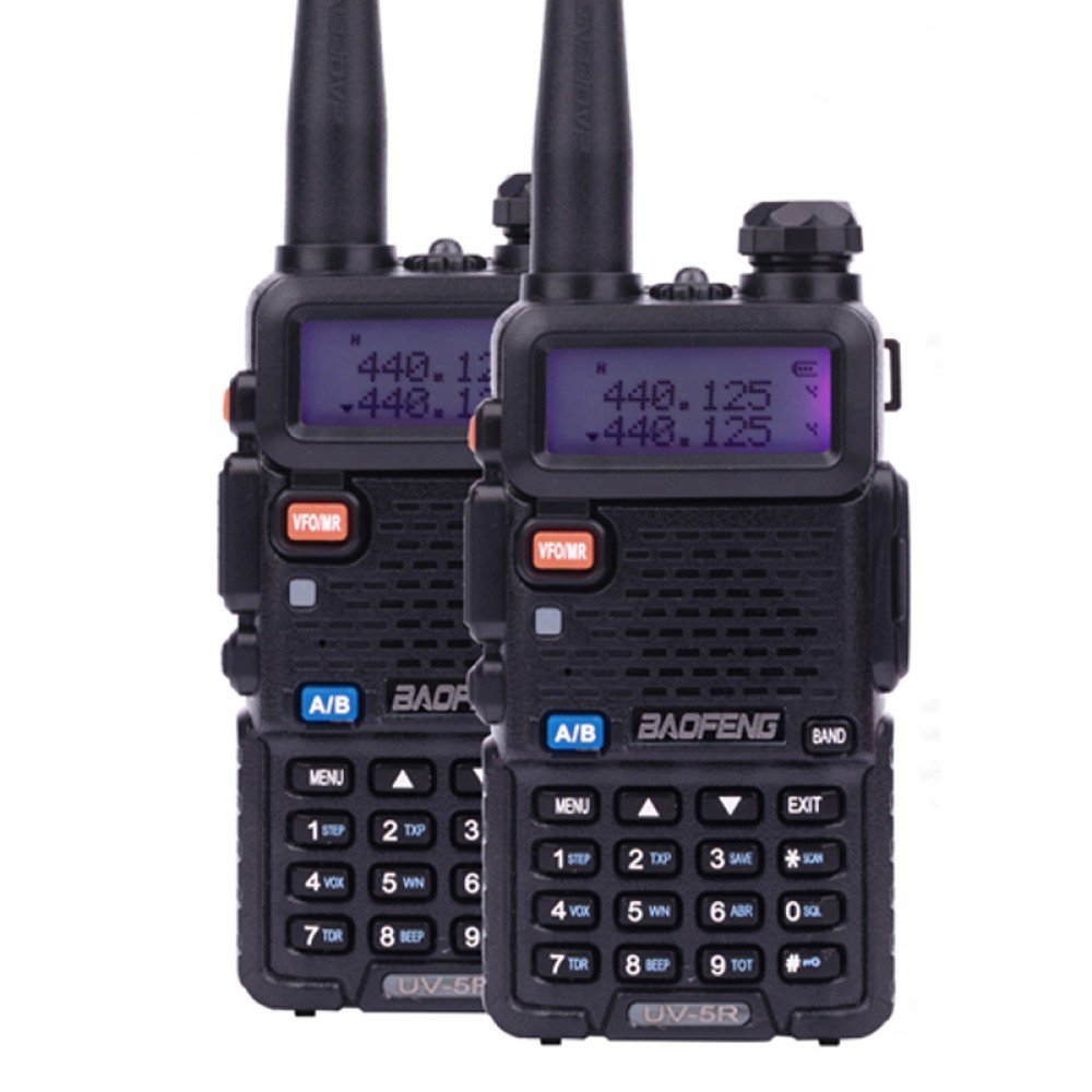 Рація Baofeng UV-5RHC Tactical (5W, VHF, UHF, 136-174,400-480MHz, до 5 км, 128 канал., АКБ), 2шт, чорна