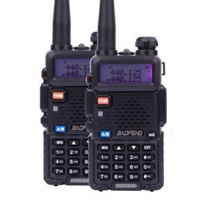 Рація Baofeng UV-5RHC Tactical (5W, VHF, UHF, 136-174,400-480MHz, до 5 км, 128 канал., АКБ), 2шт, чорна