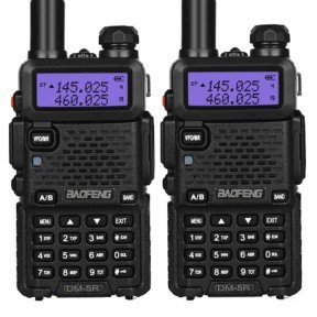 Рація Baofeng DM-5R Forest (5W, VHF, UHF, 136-174, 400-480MHz, до 16км, 512 канал., АКБ), 2шт, чорна