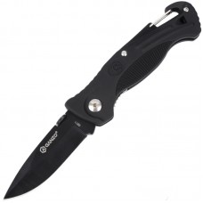 Нож складной Ganzo G611 + свисток (длина: 190мм, лезвие: 75мм), черный