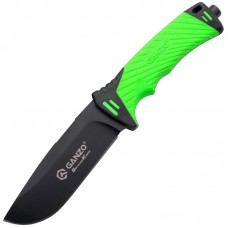 Нож Ganzo G8012 (длина: 240мм, лезвие: 115мм) + чехол (стропорез + точилка + огниво), зеленый