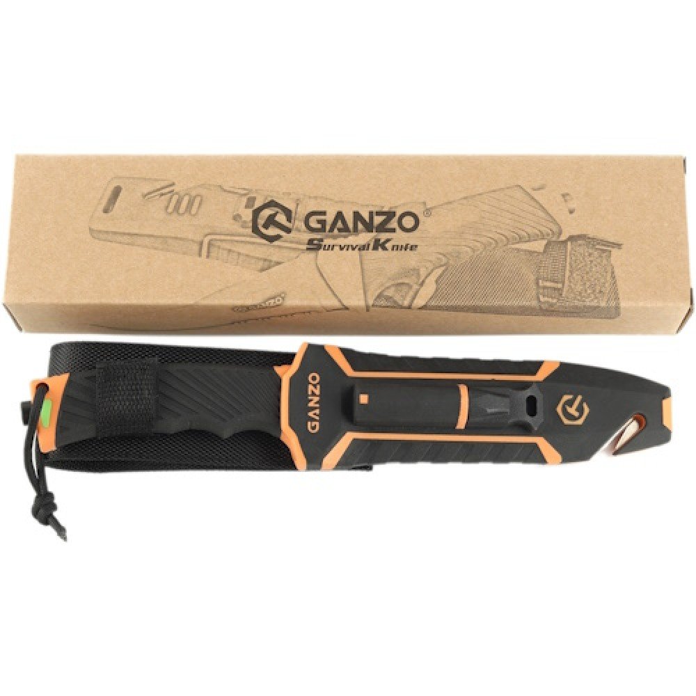 Ніж Ganzo G8012V2-OR помаранчевий з паракордом