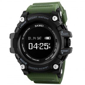 Годинник, смарт-браслет Skmei 1188, чорний-армійський зелений, в металевому боксі