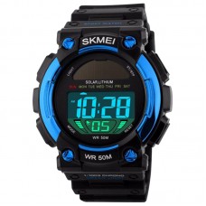 Годинник електронний, спортивний Skmei 1126, чорний-синій, з сонячною панеллю, в металевому боксі