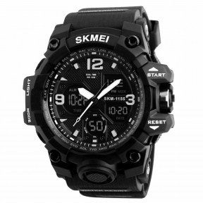 Годинник спортивний Skmei 1155B, чорний, в металевому боксі.