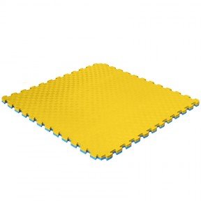 Мат татамі двошаровий (ластівчин хвіст, 1000х1000х20мм), жовтий/блакитний