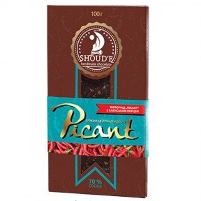 Шоколад чорний Shoud'e Picant (кайенський перець, 70% какао, 100г)