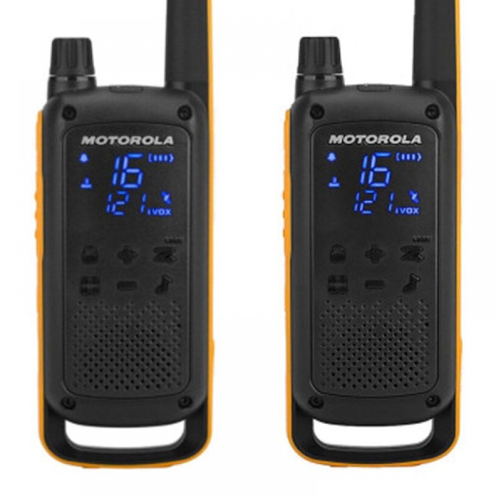 Рація Motorola T82 Tourism (0,5W, PMR446, 446 MHz, до 10 км, 16 каналів, АКБ), 2шт, чорно-жовтогаряча